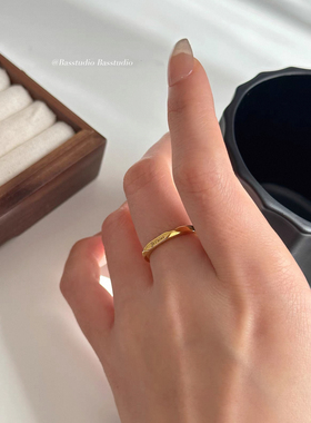 Basstudio 法语我爱你金色钛钢小众轻奢精致高级ins潮流女关节戒