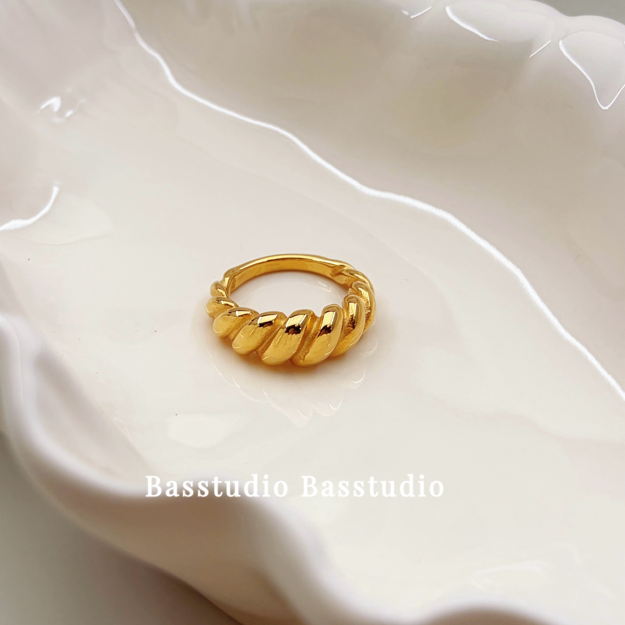 Basstudio不掉色欧美钛戒指/指环