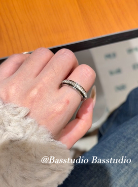 Basstudio可转动满天星戒指女轻奢高级感钛钢食指戒小众设计指环