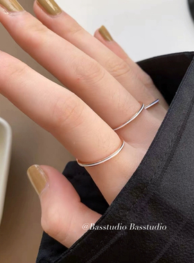 Basstudio 韩风潮流ins简约素圈滴釉买一送一钛钢戒指百搭不掉色