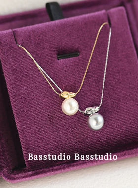 Basstudio金属顽石黑玛瑙锁骨链女钛钢不掉色轻奢百搭珍珠项链