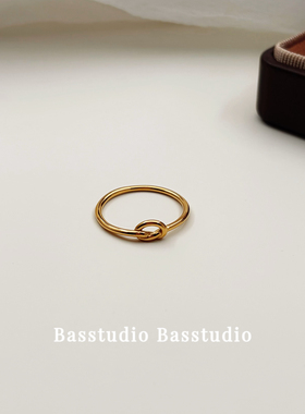 Basstudio 不掉色TYUSHA慵懒风绕线设计心形麻花结关节食指戒指环