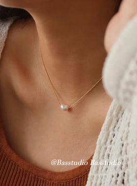 Basstudio 不规则异形珍珠项链天然淡水巴洛克珠项链钛钢不掉色