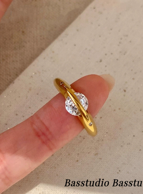 Basstudio不掉色星球爆闪锆石戒指女设计感小众高级轻奢银色指环