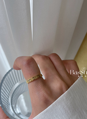 BasStudio洗手不用摘钛钢不掉色字母戒指女ins简约冷淡风食指戒潮
