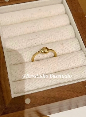 Basstudio简约时尚小圆圈素圈戒指女小众高级感叠戴钛钢镀18k金