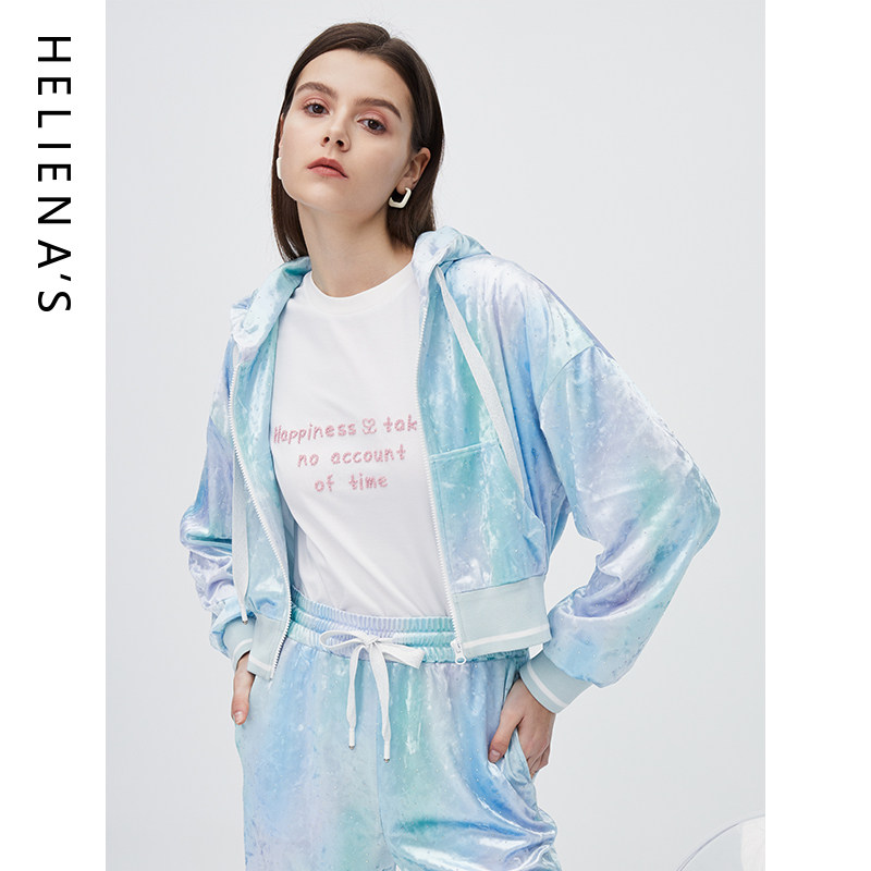 海兰丝炫彩时尚拉链连帽短外套女休闲上衣2025春秋新款,女装/女士精品,短外套,淘宝优惠券,粉丝福利购,淘宝优惠卷