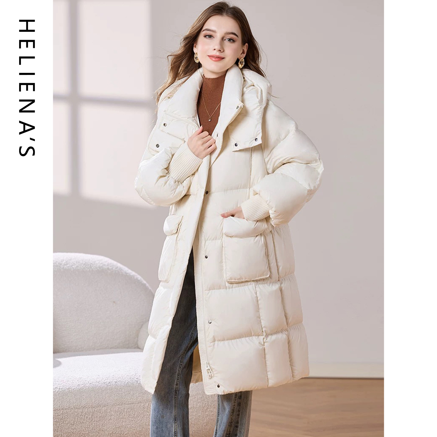 海兰丝2025年新款中长款羽绒服
