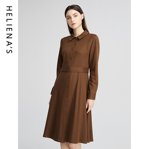 海兰丝纯羊毛法式连衣裙 气质显瘦抽 西装连衣裙春秋季职业西装裙