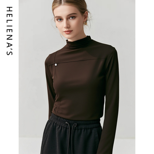 海兰丝极简风针织半高领打底衫女修身亲肤内搭通勤针织衫