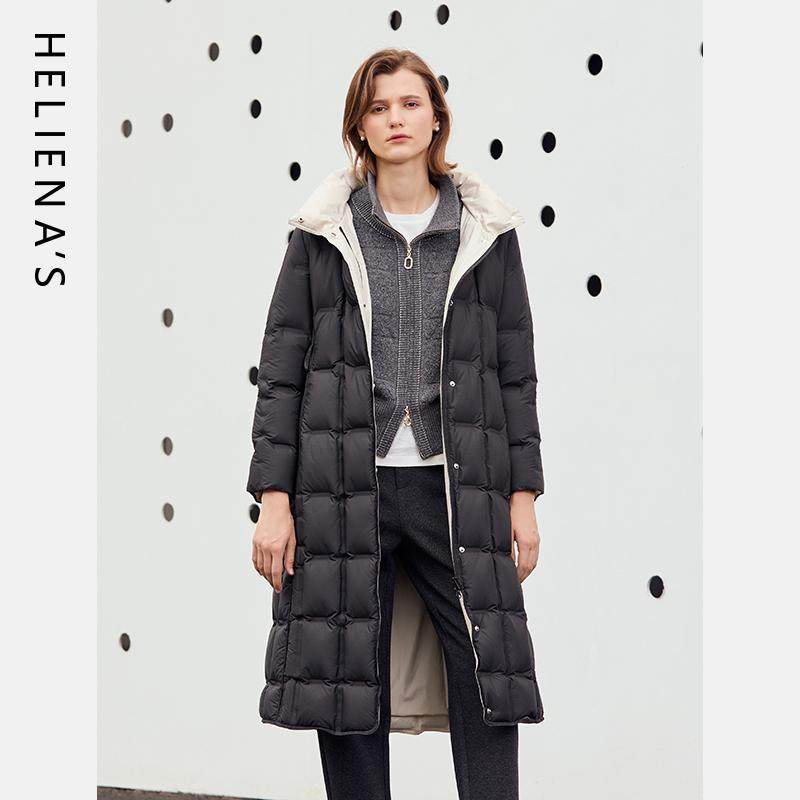 海兰丝商场同款高级感中长款保暖羽绒服女时尚修身通勤羽绒外套