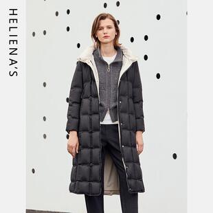 海兰丝商场同款高级感中长款保暖羽绒服女时尚修身通勤羽绒外套