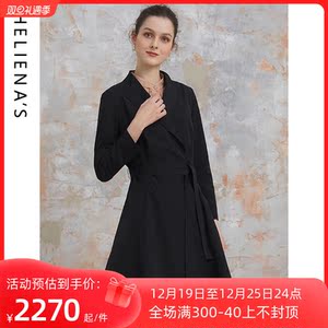 海兰丝大衣 专柜正品黑色大衣时尚高端大衣外套