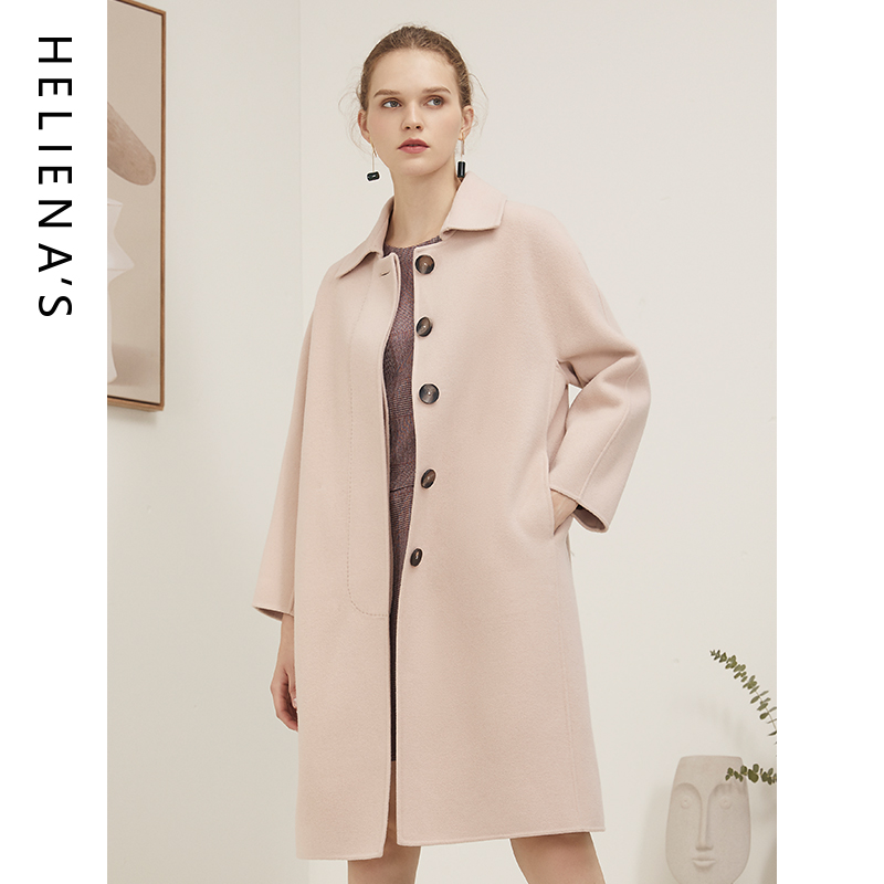 海兰丝冬季减龄羊毛大衣