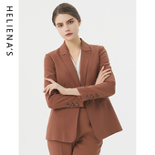 海兰丝复古西服气质通勤外套23年新款 冬季 正肩西服上衣H233JK01