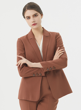 海兰丝复古西服气质通勤外套23年新款冬季正肩西服上衣H233JK01