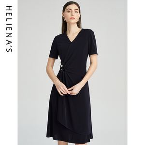 海兰丝2024商场同款连衣裙夏季法式复古收腰显瘦连衣裙 H232OP10