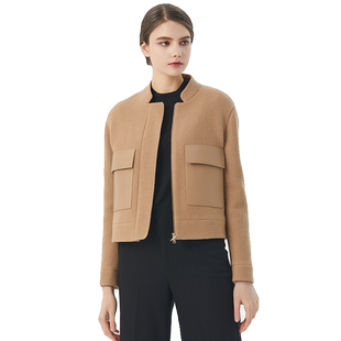 海兰丝复古休闲短外套上衣小香风23冬季新款短外套夹克H233JK05