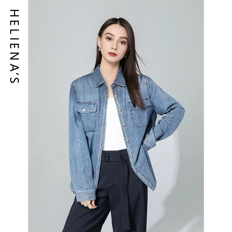 舒适小个子正肩牛仔新款衬衫