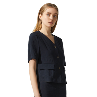 海兰丝奢睿女装商场同款纯色舒适优雅衬衫S222BL07