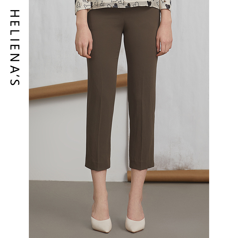 海兰丝奢睿春夏新款商场同款品质墨绿职业七分裤时尚百搭直筒裤女