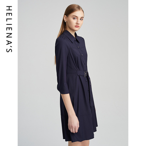 海兰丝连衣裙法式气质小黑裙23年冬季新款长袖裙子高级感显瘦女裙