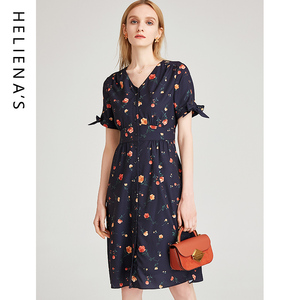 【缺码捡漏】法式V领A字裙子气质减龄短袖碎花雪纺连衣裙