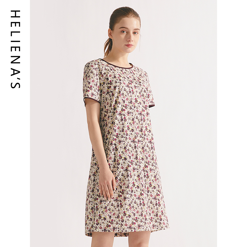 海兰丝印花减龄宽松连衣裙