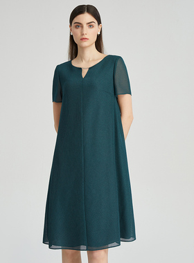 海兰丝2024商场同款连衣裙法式别致收腰显瘦宽松夏季新款H232OP02