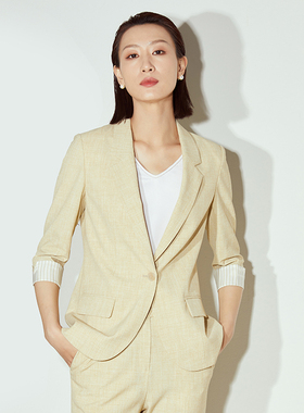 海兰丝西服法式气质修身通勤职业外套23年秋季新款上衣女H231JK05