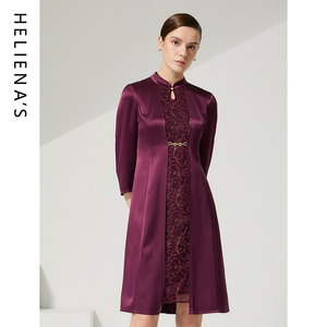 海兰丝法式小香风气质名媛长袖针织连衣裙2024年冬季新款H223OP06