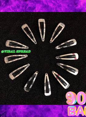 VIRAL SPREAD 复古大牌布艺格纹发夹土酷bb夹发夹刘海夹边夹