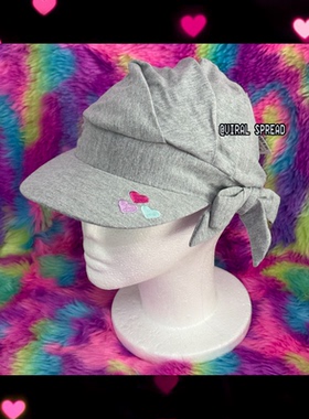 VIRAL SPREAD 千禧辣妹刺绣爱心头巾可爱灰色鸭舌帽复古y2k帽子