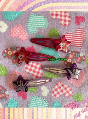 VIRAL SPREAD 金葱滴胶不掉粉小马闪闪星星土酷少女发夹y2k刘海夹