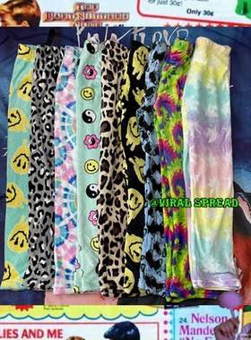 VIRAL SPREAD y2k复古辣妹家居裤笑脸豹纹蝴蝶扎染居家睡裤包邮