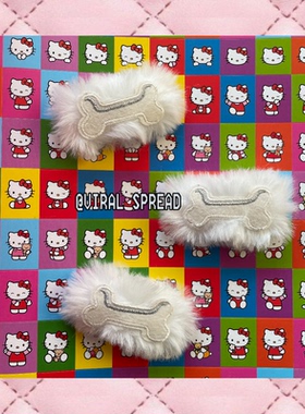 VIRAL SPREAD 暖冬辣妹90千禧甜美毛毛骨头发夹可爱白色温柔边夹