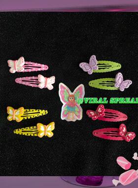 VIRAL SPREAD可爱复古糖果色蝴蝶波浪发夹波点爱心蝴蝶软妹刘海夹