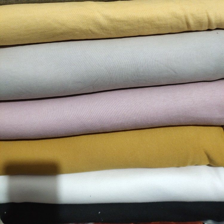 品牌剩余纯棉大毛圈布料加厚卫衣卫裤运动服装面料纯米色针织布