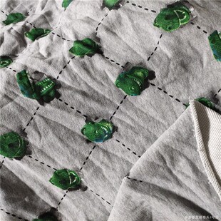 宠物狗服装布料加厚纯棉毛圈面料大块黑色3D印花布头花片灰色