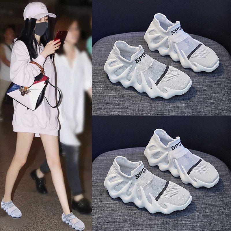 ins网面透气袜子鞋女2025夏新款