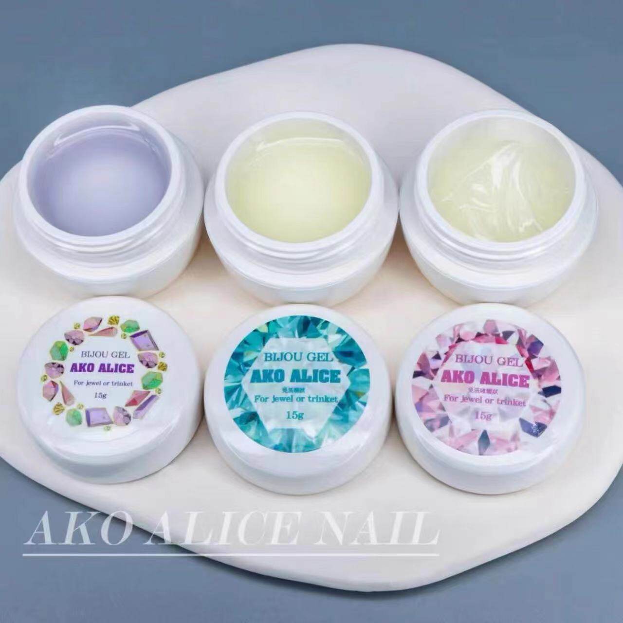 AKO美甲强力粘钻胶建构加固功能胶平底牢固光疗贴钻胶罐装15g