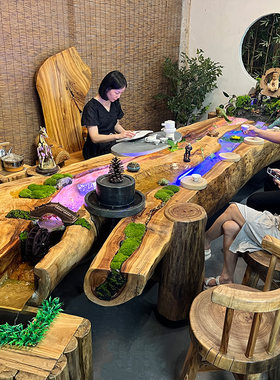 家用茶桌茶台香樟木流水