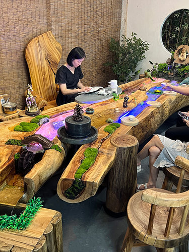 新中式实木流水茶桌客厅会客功夫根雕茶几木质家俱禅意香樟木茶台