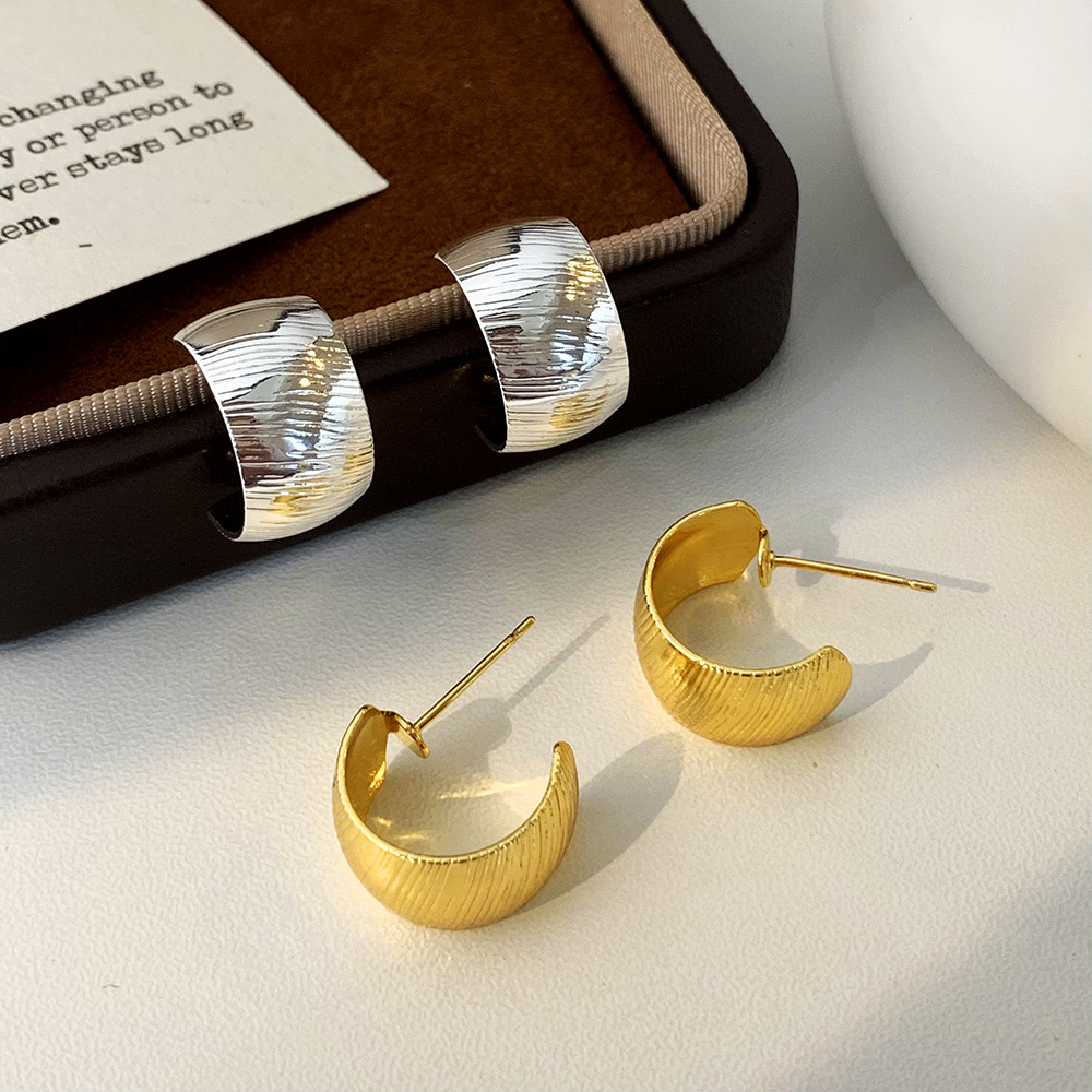 欧美小众个性设计感纹理感冷淡风耳钉通勤百搭轻奢高级感耳饰品女