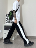 BK01*P58直播春夏直筒宽松拼接潮人百搭冰丝休闲裤美式高街，男装休闲裤，电商A007-3