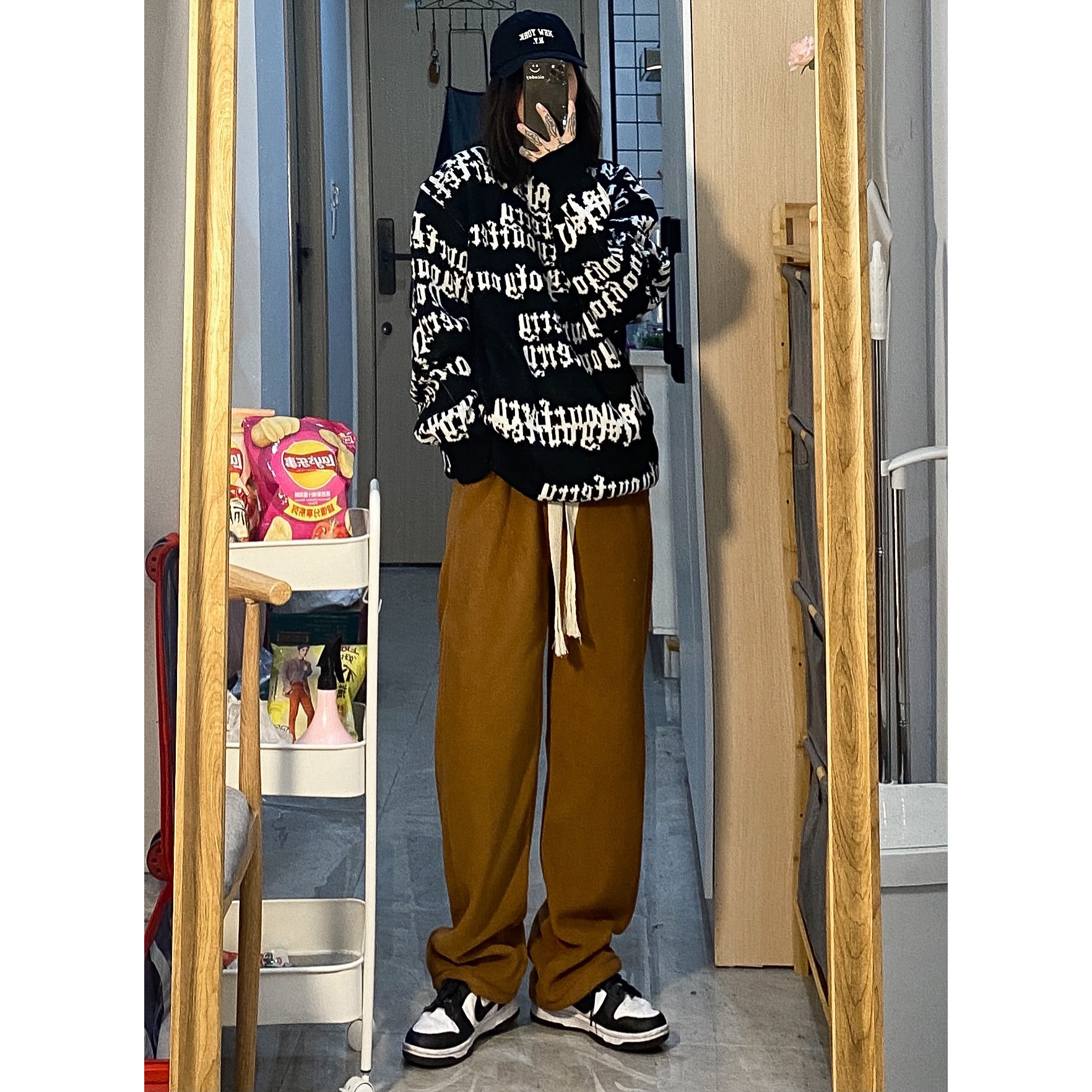 Z61*P55特冬新品加厚保暖摇粒绒纯色休闲裤直筒宽松情侣女裤,女装休闲裤,电商A007-3