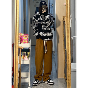 Z61*P55特 冬新品加厚保暖摇粒绒纯色休闲裤直筒宽松情侣女裤图片