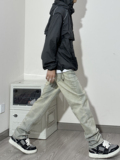 N87*P68四季款弹力直筒宽松合体牛仔裤潮ins高街美式复古休闲裤，男装牛仔裤，电商A007-3