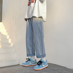 WH30*P50【主图数据好】 港风新品男士直筒宽松九分牛仔裤薄男潮图片