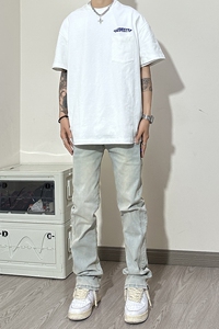 SS17*P65 vibe高街美式复古无性别穿搭 直筒合体弹力牛仔裤潮男图片